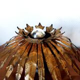 1960s golden brass sun ceiling light