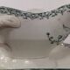 Gravy boat on pedestal with handles Terre de fer St Amand amandinoise "lily of the valley"