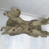 Coffee table glass top on 4 vintage horses