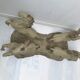 Coffee table glass top on 4 vintage horses