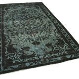 Handmade carved anatolian 1980s 176 cm x 286 cm black rug