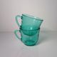 Set of 2 coffee cups in green glass of water Arcoroc, made in France