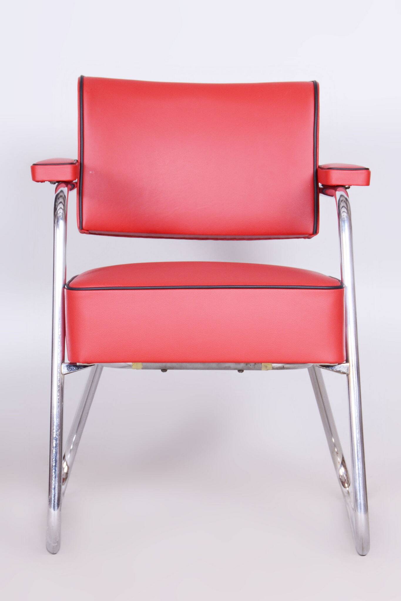 Restored Bauhaus Armchair, Mauser, G. Rohde, Chrome, Leather, Germany, 1930s