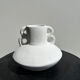 Artisanal terracotta vase painted white with double handles H:16 D:20