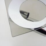 Pair of chrome metal and glass wall sconces, VECA Fontana Arte style.