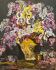 Ancient painting, still life with lilas and iris signed Bonnefond 70s