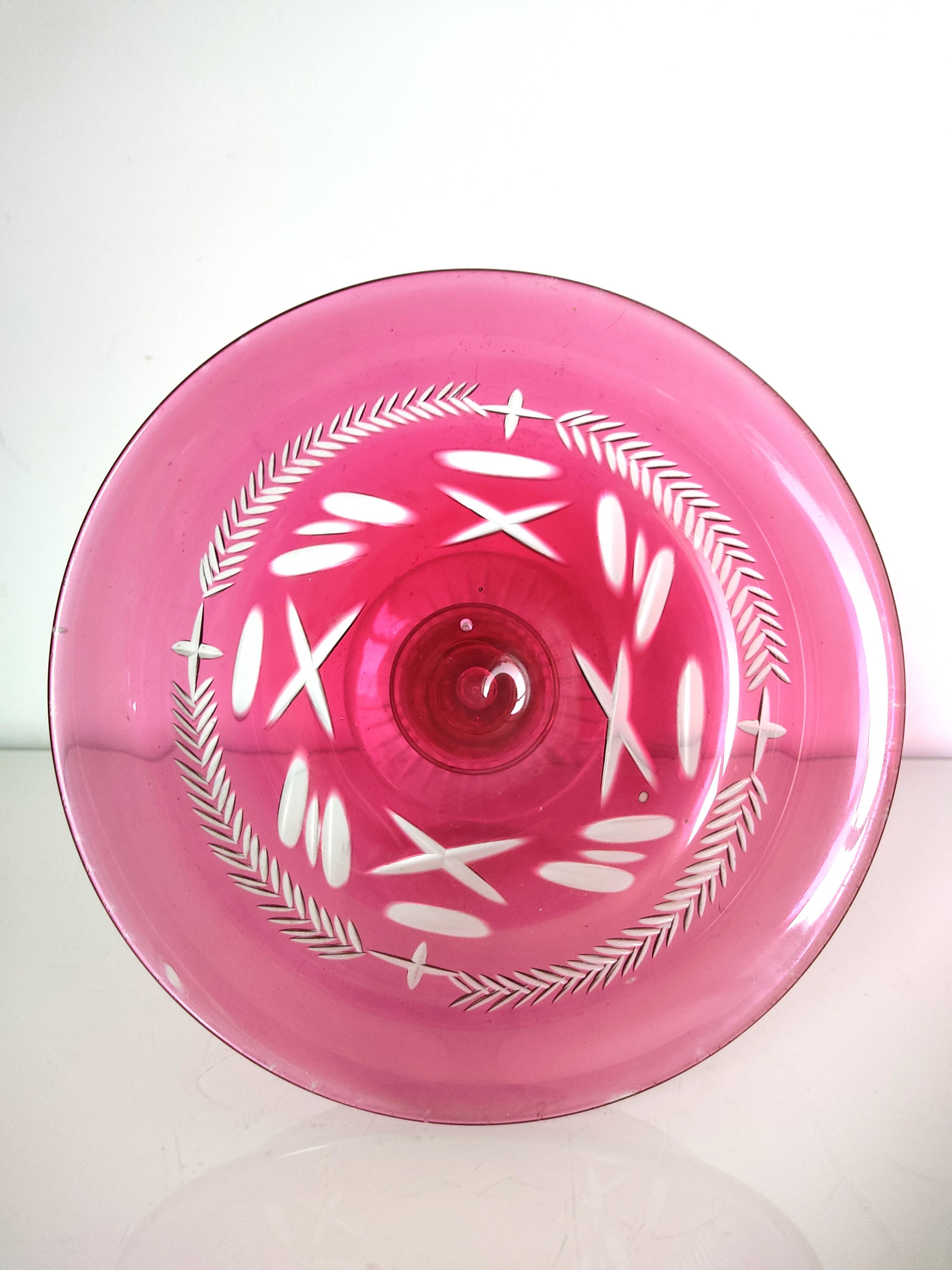 Cut rose glass bowl