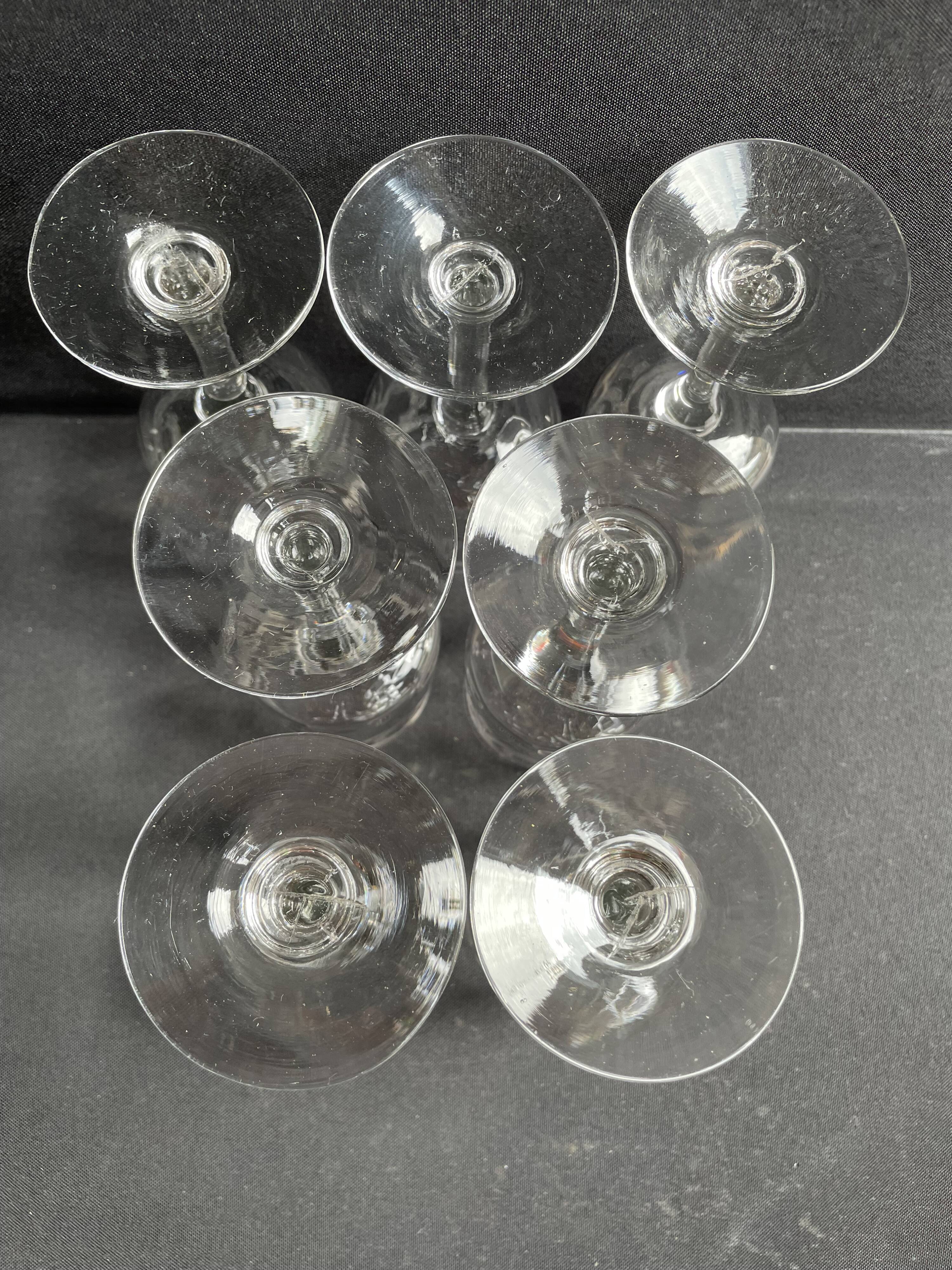 7 ½ crystal guilloche wine glasses – Art Nouveau
