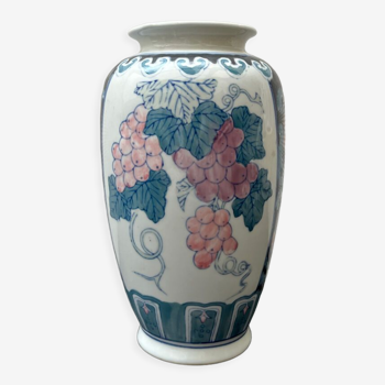Ceramic vase, hand-painted vines