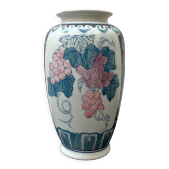 Ceramic vase, hand-painted vines