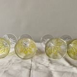 Set of 4 glasses - VMC Reims Arlequin champagne flutes - yellow decor