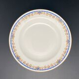 Limoges porcelain soup plates with blue border and small pink flowers – MSFP1