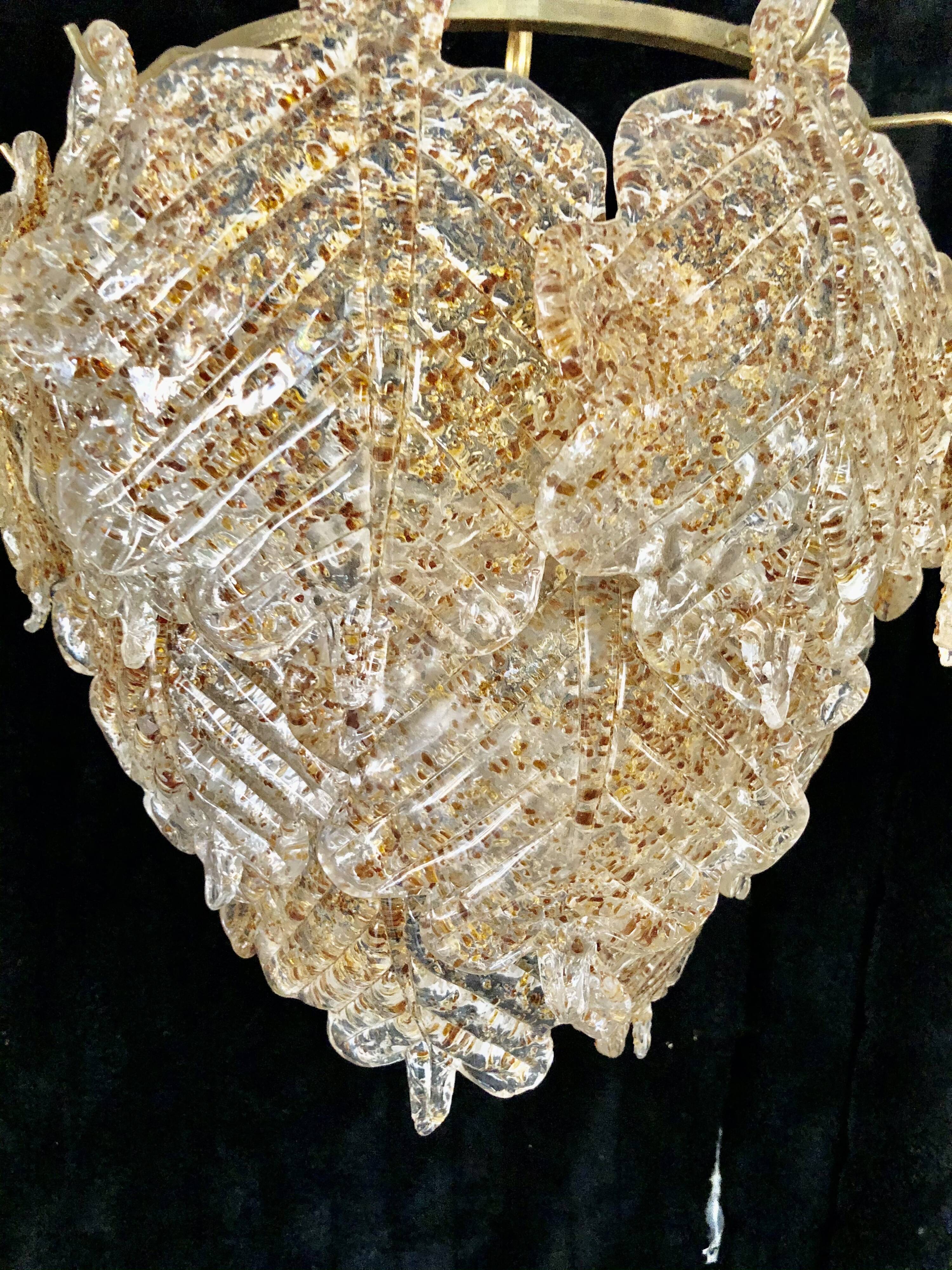 Golden Mazzega amber ice frost candlestick