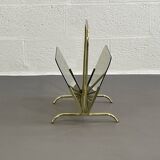 Magazine holder in brass and glass