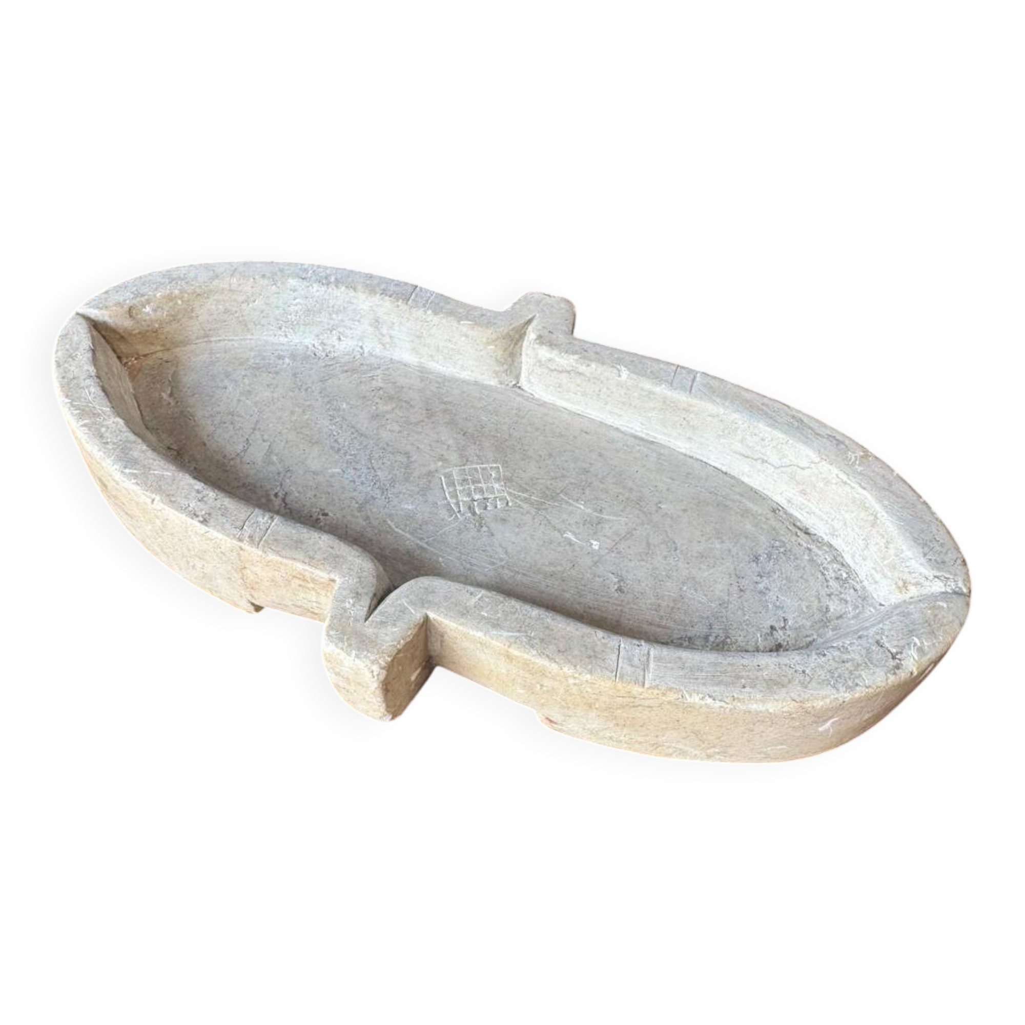 Small old carved stone cup, holy water font or soapstone