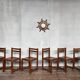 Series of 6 vintage wooden chairs 1960