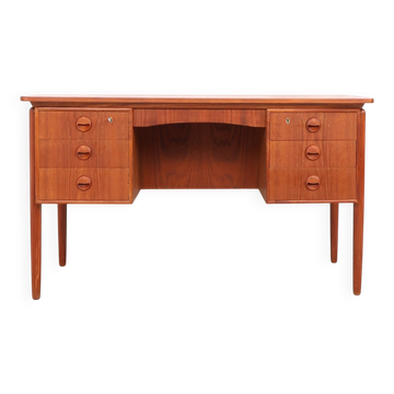Danish teak writing desk with open storage compartment, 1960s