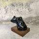 Sculpture buste féminin sur socle bois