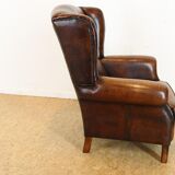 Dark brown leather club chair