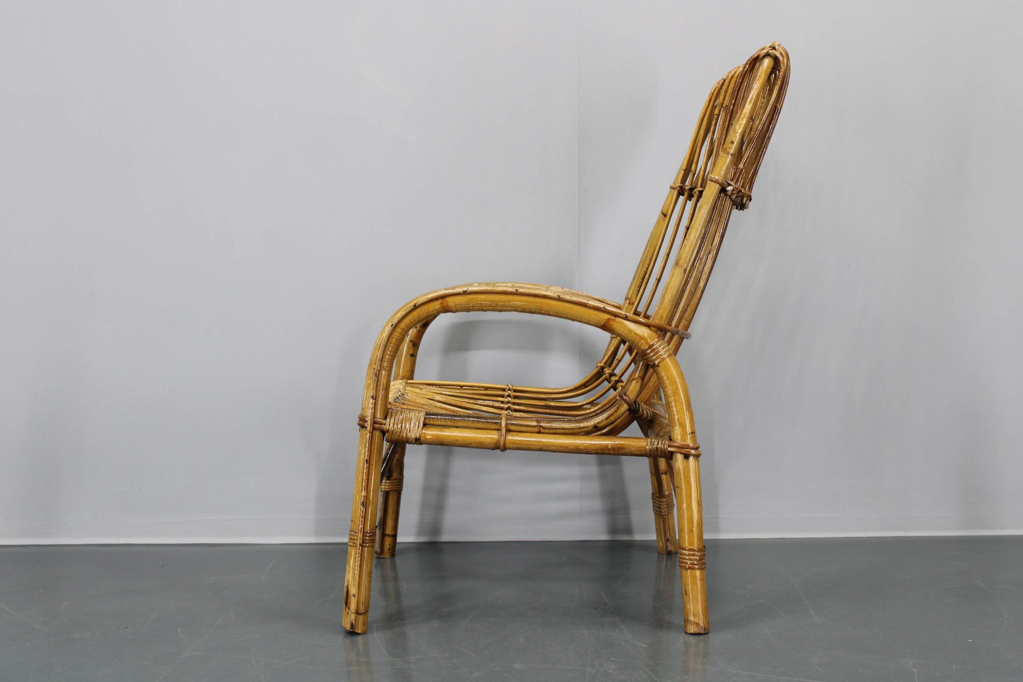 1950s “French Riviera” Rattan Armchair, Italy