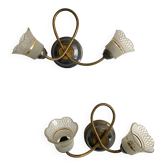 Pair of Art Deco double tulip wall lights