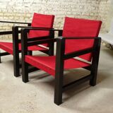 paire de fauteuils safari en chêne, 1950