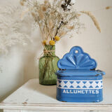 Blue matchbox - old blue enamel sheet box