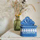 Blue matchbox - old blue enamel sheet box