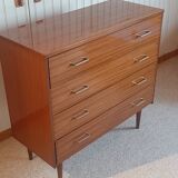 Commode en bois vernis, années 80