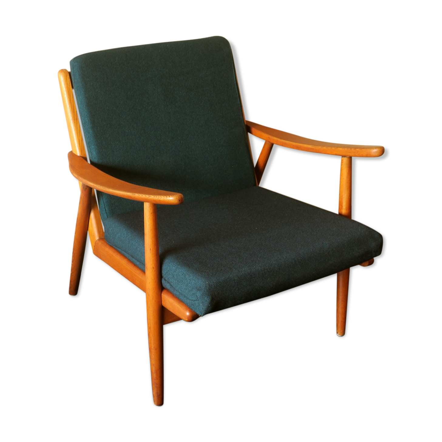 Scandinavian armchair with sea blue-green covers 1950s