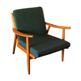 Scandinavian armchair with sea blue-green covers 1950s