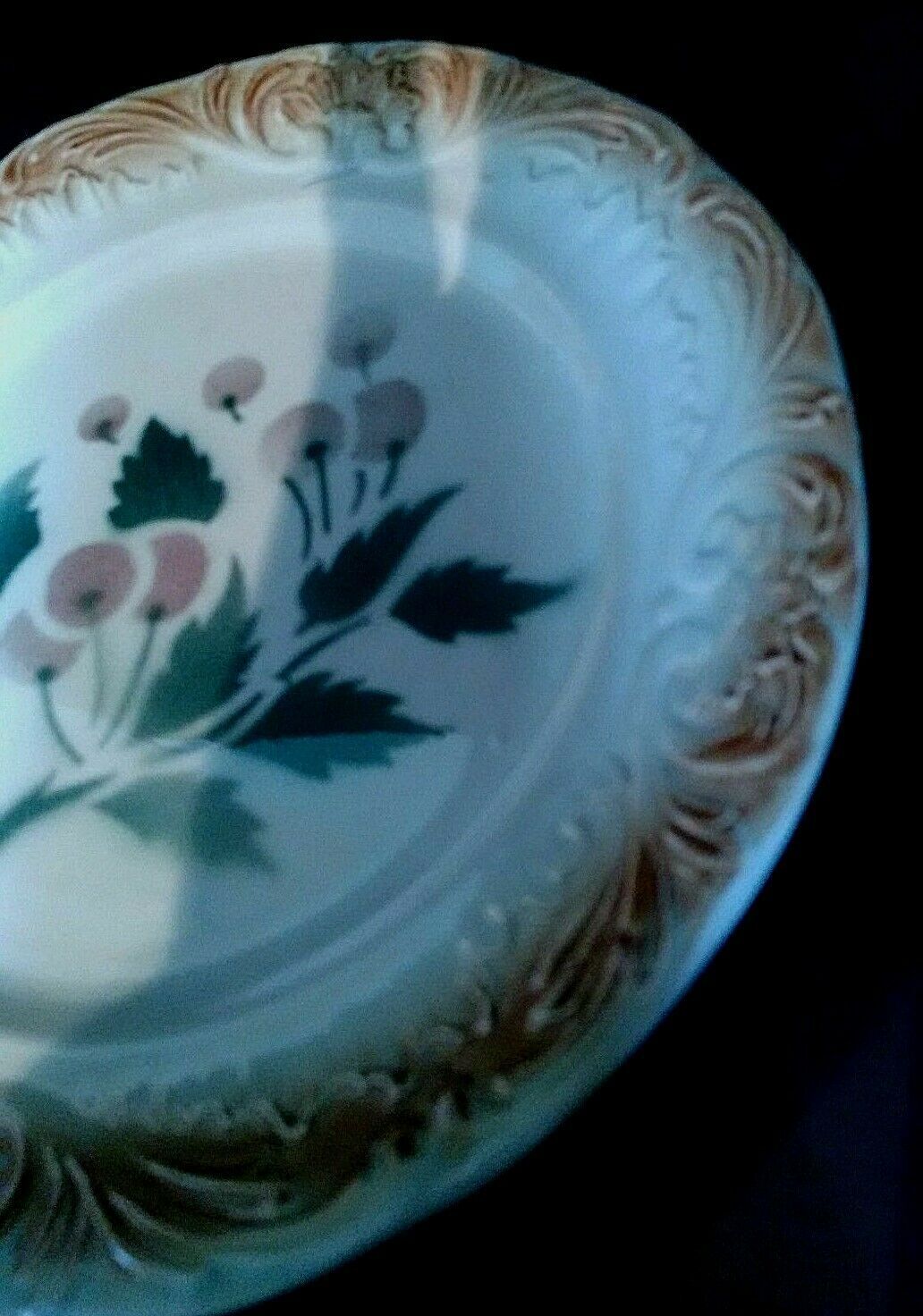 Plate earthenware slurry decoration cherries Digoin early twentieth century