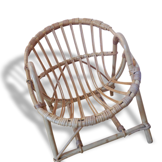 Fauteuil coquille en rotin - modèle enfant