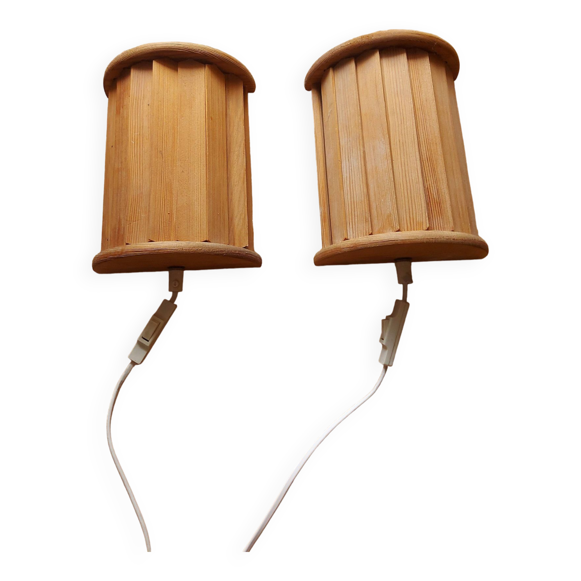 2 vintage 80'S Ikea wooden wall lights