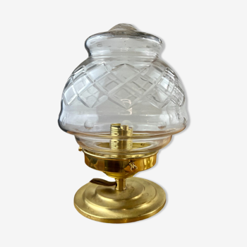 Vintage globe table lamp engraved and transparent chiseled
