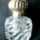 Large round inkwell 1.1 KG crystal Baccarat bamboo torso, silver hat Louis XV