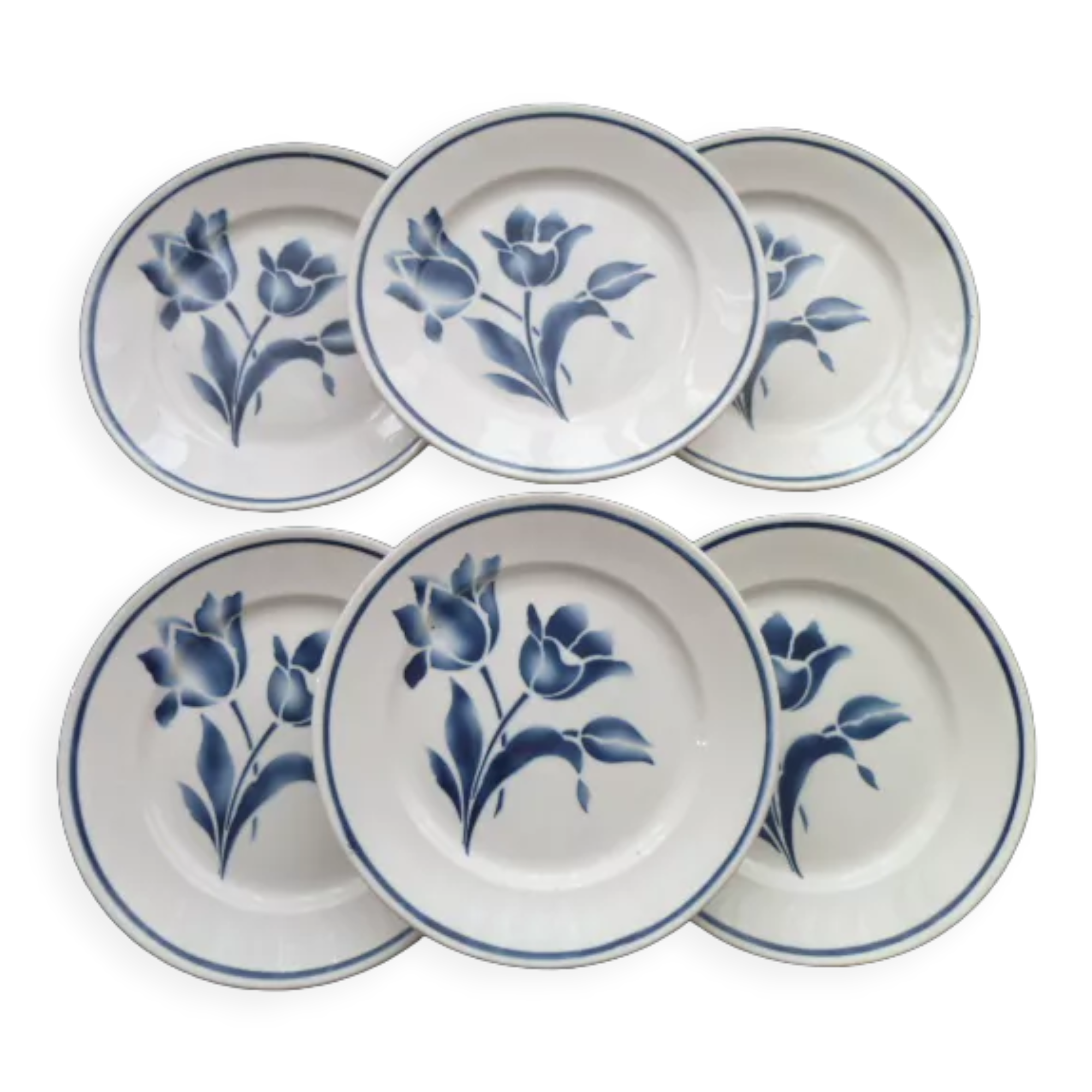 Set De 6 Assiettes Plates Richard Ginori Corona Blu - Diamètre 24 Cm - Porcelaine - Neuf