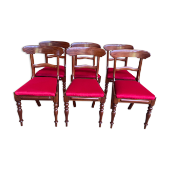 Suite de 6 chaises anglaises en acajou 19eme restaurées