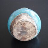 Pot ceramic glazed and cracked blue