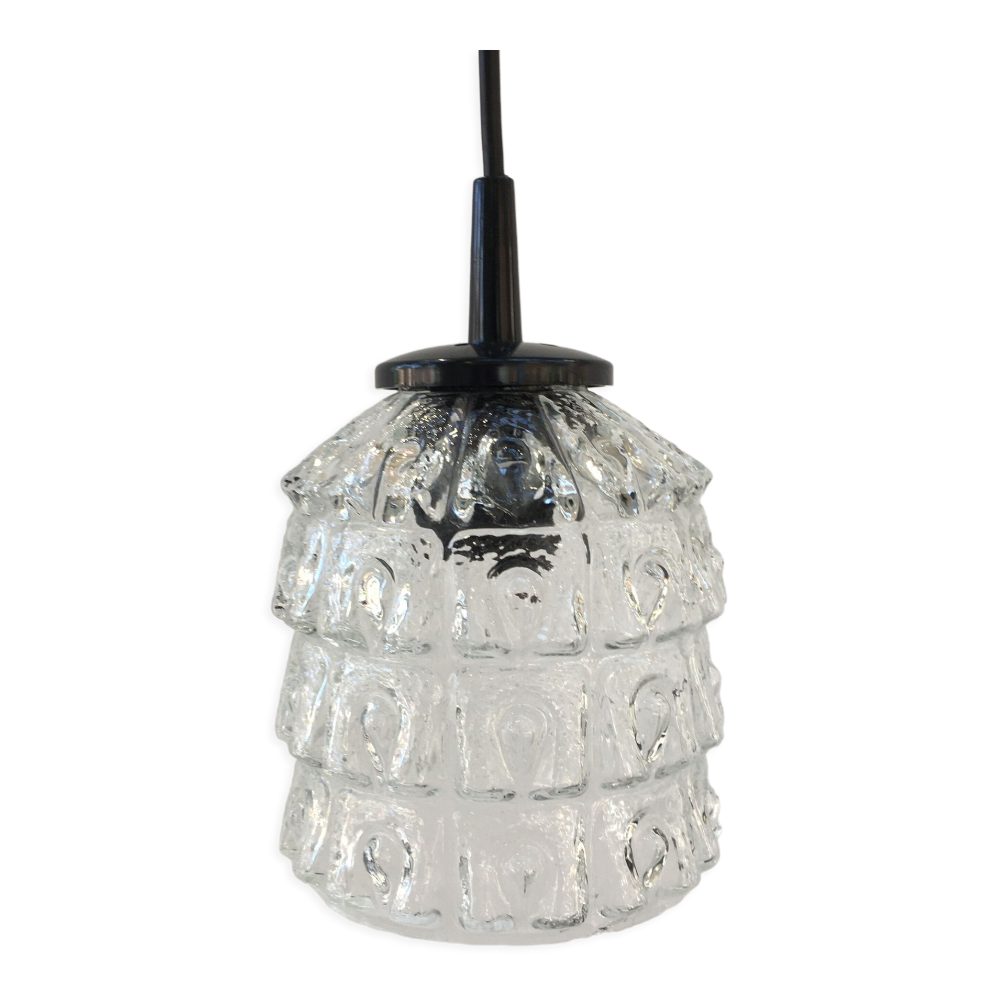Vintage glass pendant lamp 70s