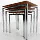 White Nesting Table Set with chrome frame and wood detail, 1970s
