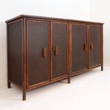 Rattan sideboard with bamboo handles - 1960s
