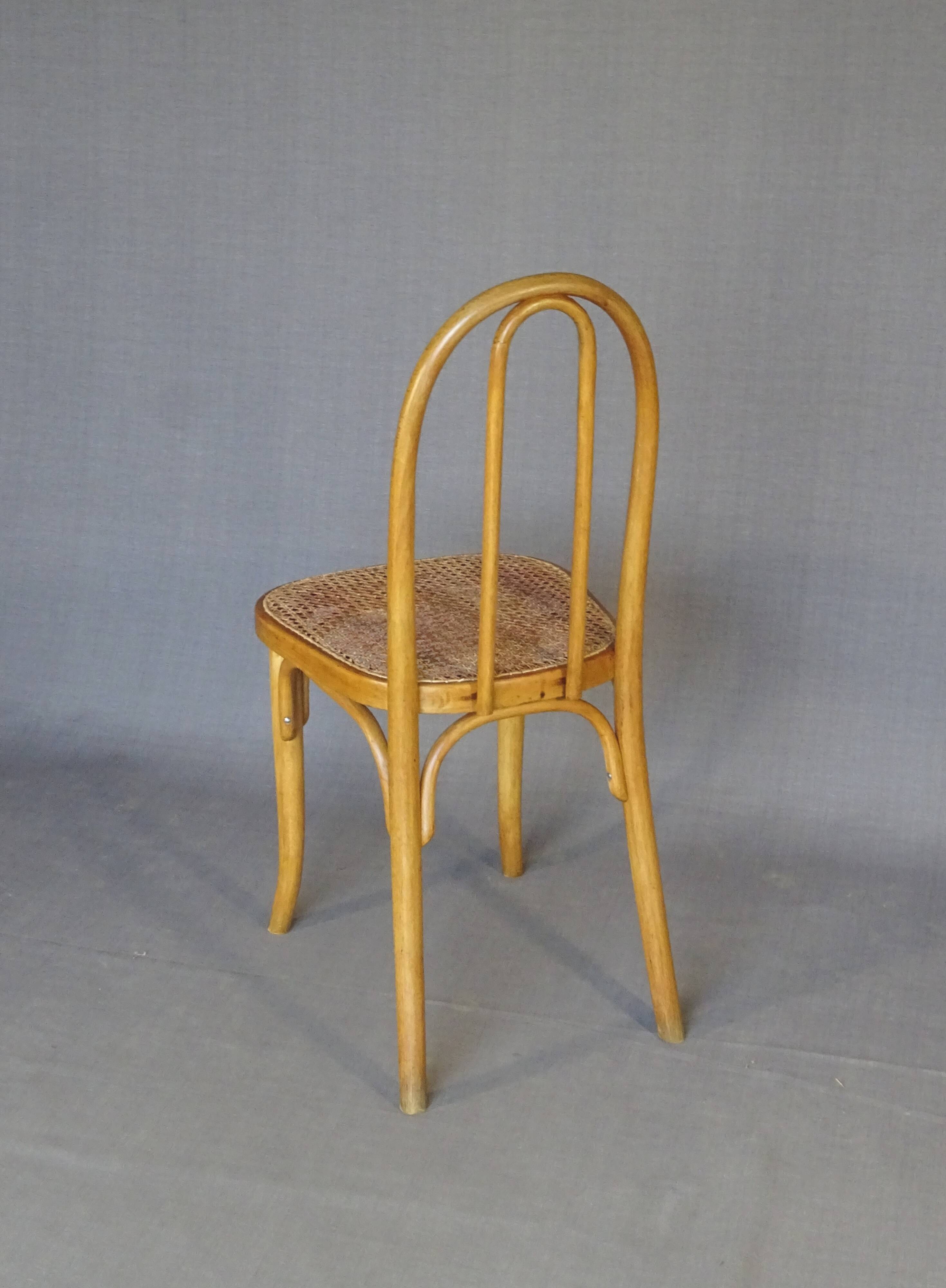 Set of 4 THONET chairs No. A 738 from 1920, caned - bistro -