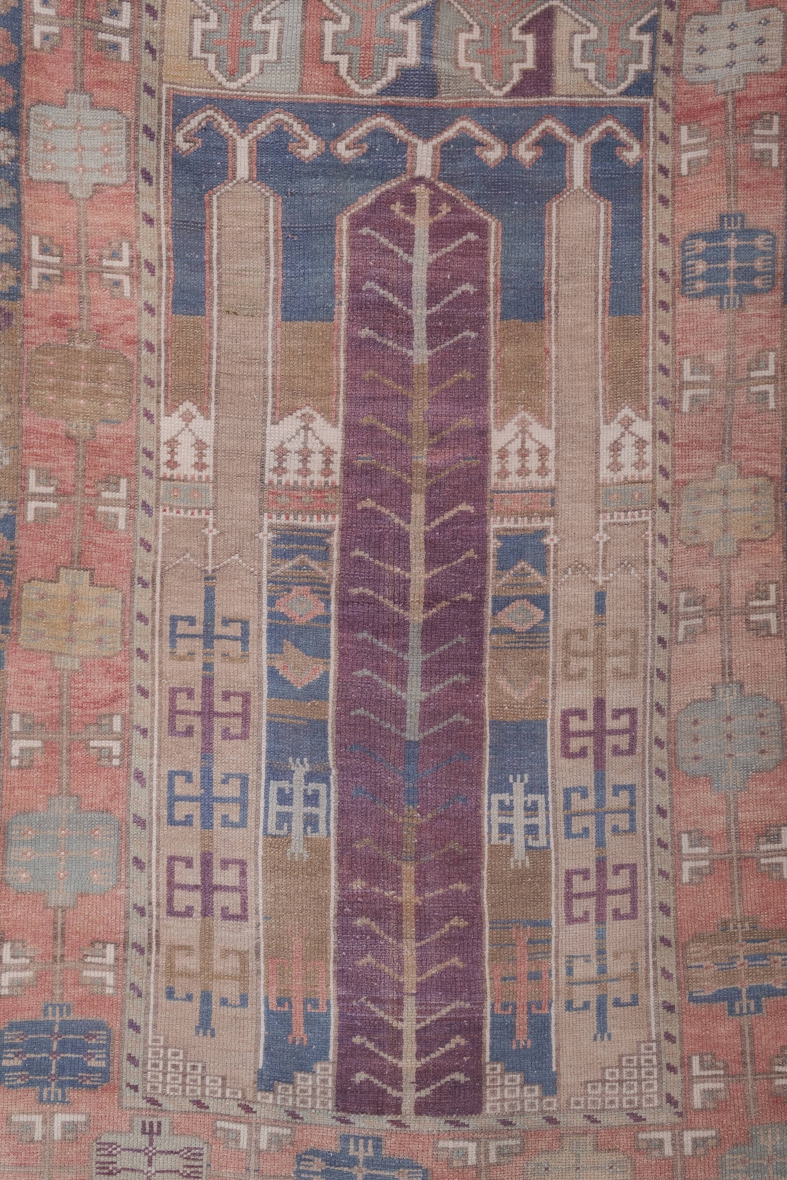 Vintage Turkish Oushak Rug Handwoven 125x198 cm