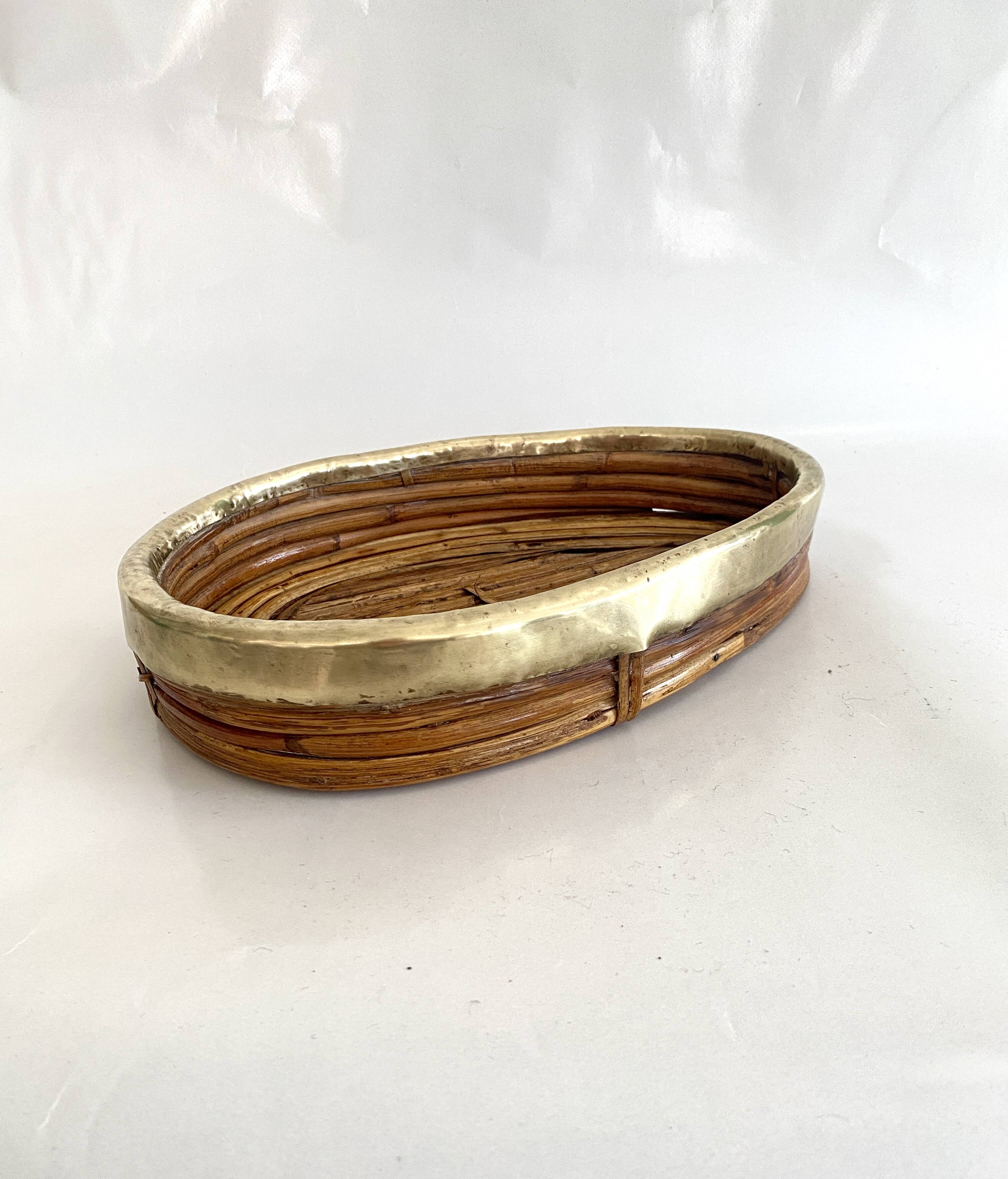 Bamboo and brass basket from the 70s