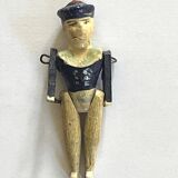 Painted wooden character, French brand Radiguet, vintage toy.