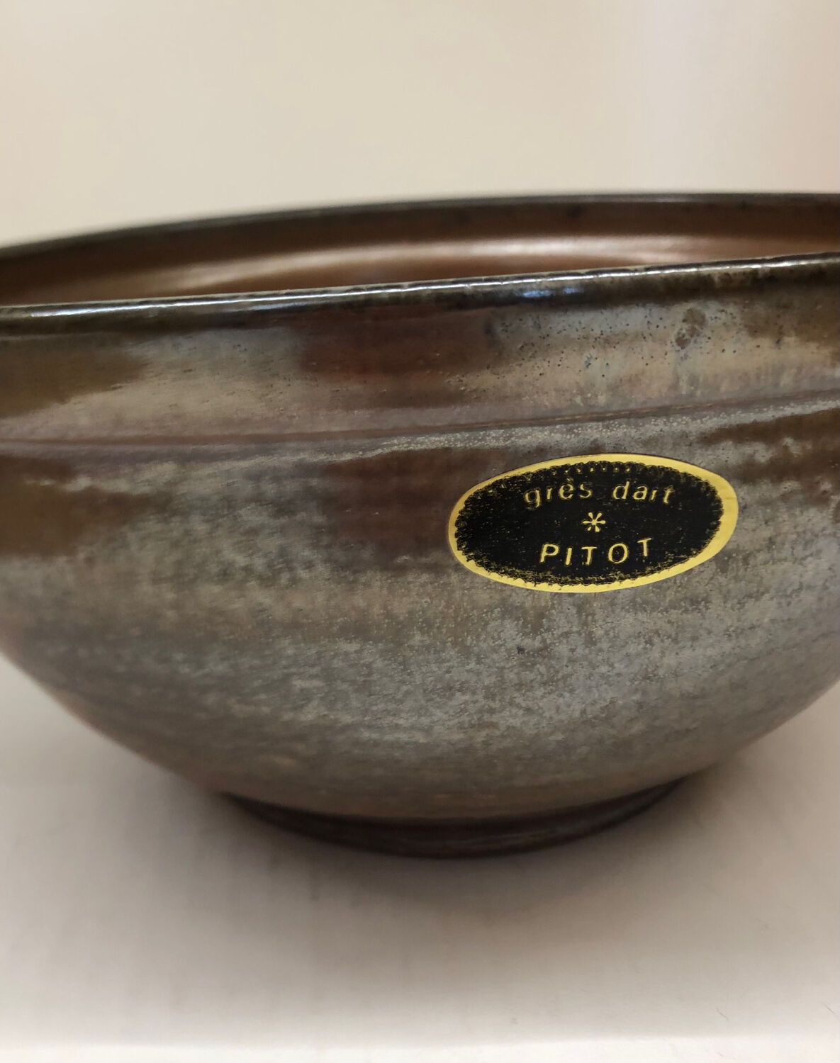 Belgian stoneware dish signed