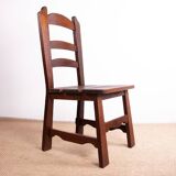 Set of 6 large Brutalist chairs in solid oak from the 1950s.