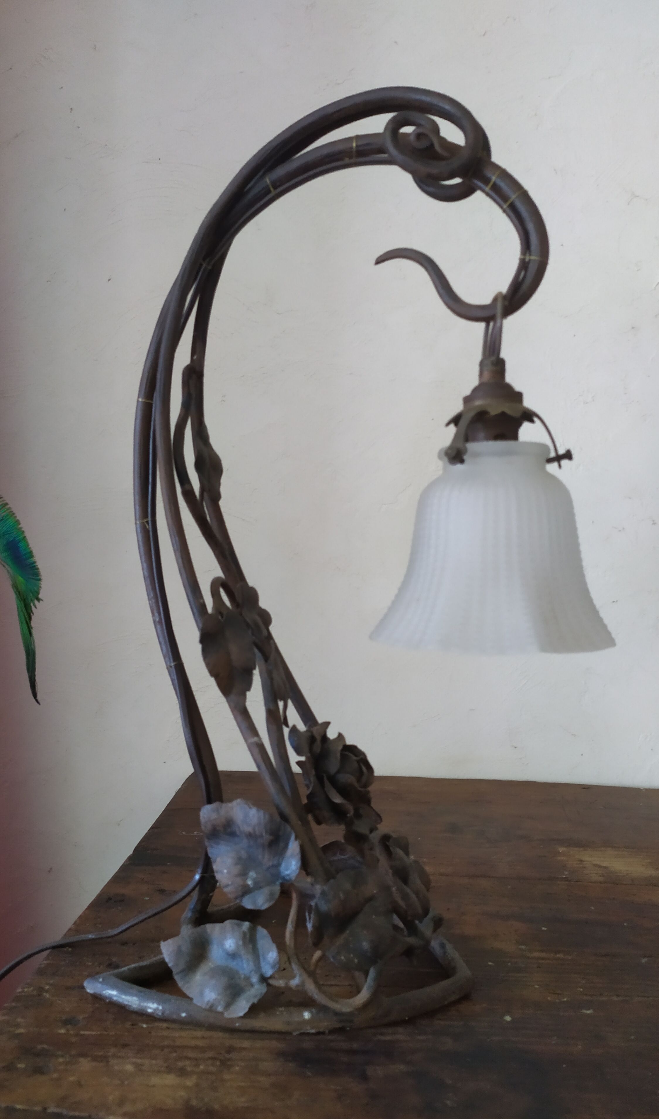 Art Nouveau wrought iron lamp