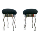 Vintage Uri Stools with Waved Chrome Legs and Black Seats by Per Ivar Ledang for Ikea, 1995, Set of 2